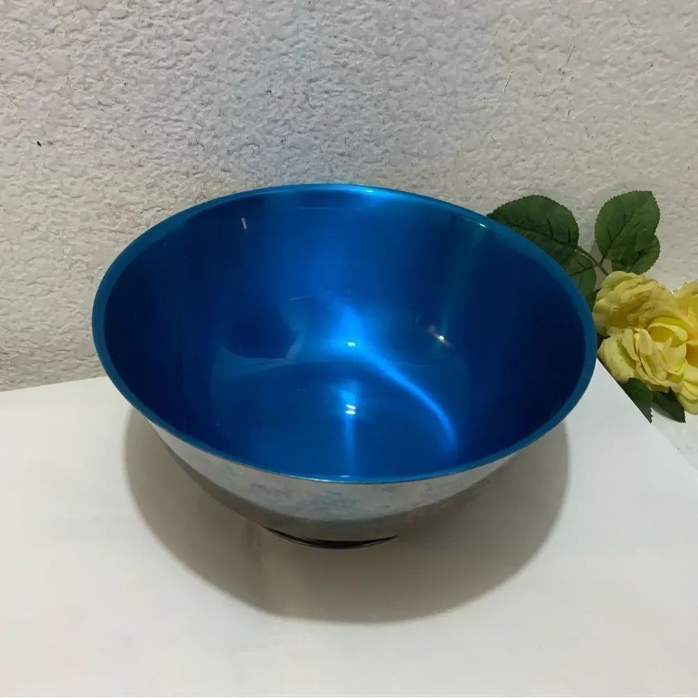 1960s Salem cc Silver Plated Footed Blue Enamel Interior Bowl president’s cup
